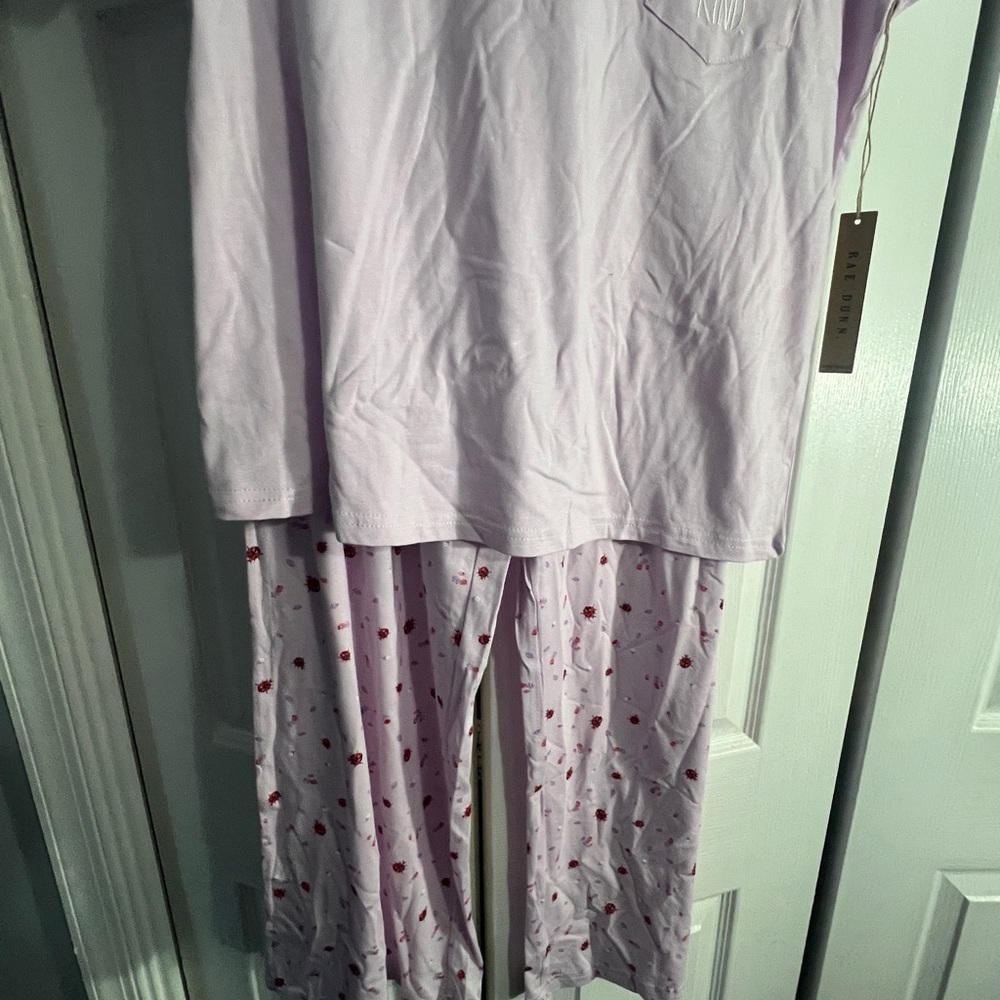 Rae Dunn Pink Pajama Set with Floral Pattern - Picture 6 of 13